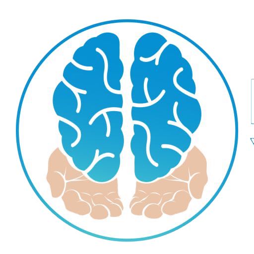 Logo NeuroVerbinding twee handen omvatten hersenen